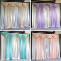 Custom Church Curtains Backdrop Decoration Wedding Stage Drapery with Valance and Swag for Party Event Scene Decoration