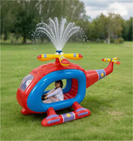 Tendance 2026, Meilleure Vente : Jouet Hélicoptère Gonflable Rouge et Bleu Viral avec Rotor Arroseur, Jouet Aquatique d'Extérieur pour Enfants, Idéal pour Jardin et Fêtes