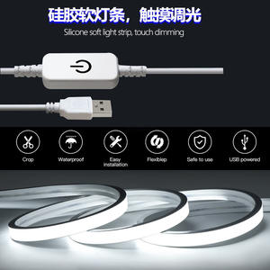 Lampu LED cermin sentuh silikon fleksibel, lampu Neon USB ultra terang DC5V 120Leds/<span class=keywords><strong>M</strong></span> 3528 tegangan rendah - Product Image 5