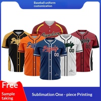 Veste de baseball en polyester respirant de style américain personnalisée avec impression par sublimation, uniforme de softball brodé, maillot unisexe