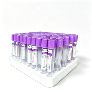 Tubos de Recolección de Sangre con Tapa Morada <span class=keywords><strong>EDTA</strong></span> K2 de 2ml-5ml, con <span class=keywords><strong>Anticoagulante</strong></span> Secado por Pulverización, Certificación CE, Uso Hospitalario - Product Image 1