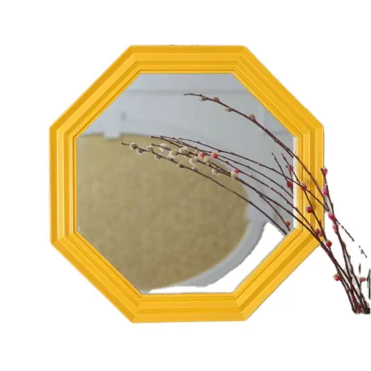 Восьмиугольная форма золотого цвета в оправе антикварное настенное зеркало для макияжа для украшения дома