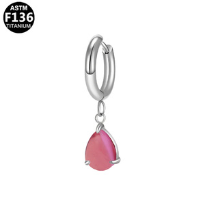 Gaby Joyería para Piercing de Oreja de Titanio ASTM F136, Tipo Labret de Aro con Parte Trasera Plana, Sin Rosca, de Inserción, Grado Implante, Piedra Natural - Product Image 6