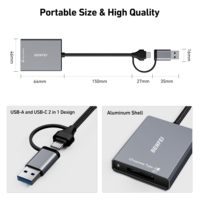 Pembaca Kartu CFexpress Tipe BENFEI USB 3.2 Gen 2 10Gbps USB-C USB-A 2-in-1 Eksternal dengan Casing Aluminium dan Kabel Nilon Terjalin JMS583