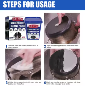 Crema Limpiadora de Acero Inoxidable, Desengrasante de Cocina, Eliminador de Óxido y Manchas - Product Image 1