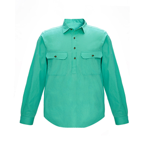 OEM Chemise de travail australienne à demi-bouton 100% Chemise de travail agricole en coton | Chemises de pays pour hommes - Product Image 3