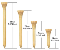 Tees de golf portables personnalisés en bois de bambou, toutes tailles, accessoires de golf biodégradables pour l'entraînement au golf