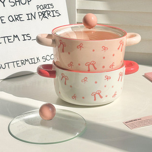 Cute Hand-Painted Bow-Shaped Porcelain Bowl Lid with Custom Logo Microwave-Safe Design for Student Dormitory Guangdong Origin