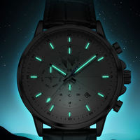 Montre mécanique automatique pour homme de haute qualité, cadran en cristal saphir, boîtier en alliage de titane, bracelet en cuir véritable, montre élégante et luxueuse