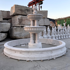 Fontaine d'eau <span class=keywords><strong>en</strong></span> marbre blanc naturel <span class=keywords><strong>de</strong></span> grande taille pour <span class=keywords><strong>jardin</strong></span> classique, à trois niveaux - Product Image 6