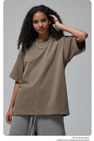 Kaos Pria Kasual 230g Katun Murni Benang Ganda Warna Solid Lengan Pendek Drop Shoulder Longgar Anti-pilling Langsung dari Pabrik