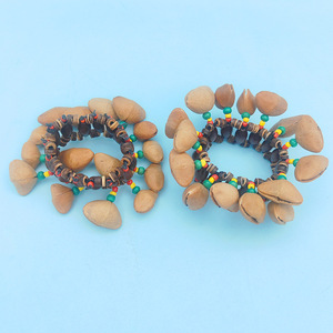 Bracelet en coquilles de noix en gros, clochettes à main, accessoire d'instrument de percussion Djembé africain, bracelet tressé en corde de canard, chaîne de poignet - Product Image 4