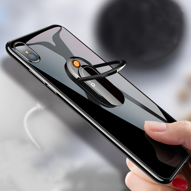 Custom Logo Rechargeable Mobile Phone Holder Cigarette Lighter Electric Heated Tungsten Wire USB Flameless Windproof Lighter