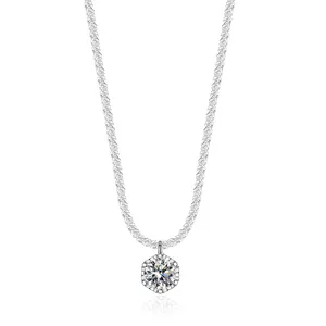 Fine Jewelry 1ct S925 Serling Sliver Rhodium Plated Womem's Diamond VVSS1 Dcolor Moissanite Pendant Necklace Present Of Women