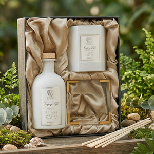 Aikun Low MOQ Custom 150ml Frosted Glass Bottle Wooden Cap Sticker Label Box Reed Diffuser <b>Candle</b> Set For Ecommerce Sellers - Product Image 1