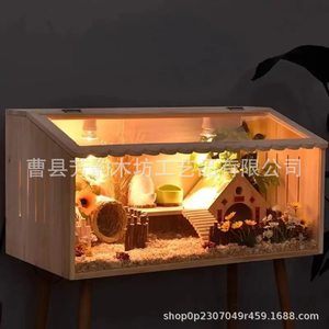 Terrario de Madera para Hámster, Rectangular, Duradero, Transpirable, Impermeable, Cálido, para Mascotas Pequeñas, Hábitat para Gatos con Decoración - Product Image 3