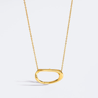 Collier en gros pour femmes, doré, avec pendentif ovale irrégulier évidé, en acier inoxydable, style minimaliste organique, bijoux de luxe léger