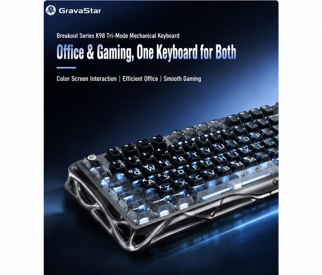 GravaStar K98 Tri Mode Mechanical Keyboard Gasket Mount Aluminum Alloy Shell PBT RGB Gaming Office Keyboard for Windows MacOS
