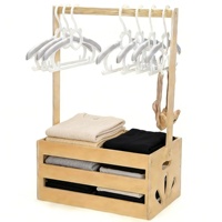 Panier de rangement en bois naturel avec poignée, organisateur de vêtements multifonctionnel en bois naturel pour la maison, à suspendre en intérieur