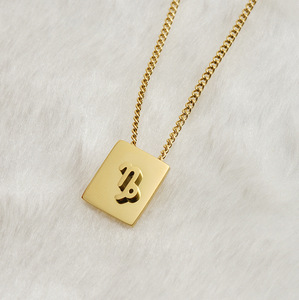 Collana con Ciondolo Zodiacale Quadrato dei 12 Segni Astrologici, Gioielli Trendy in Acciaio Inossidabile per Donne 2024 - Product Image 5
