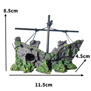 Ingrosso Creative Piccole Resine Vecchia Barca di Pesce di Barca a Vela Naufragio Nave Inaffondata Decorazioni Acquario Accessori per Serbatoio di Pesci - Product Image 4