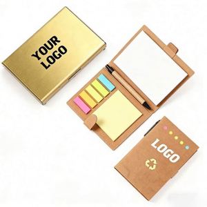 สมุดโน้ตกระดาษคราฟท์พร้อมปากกา สติ๊กเกอร์โน้ตแบบติดได้ ของขวัญธุรกิจโปรโมชั่นขายส่ง รับทำโลโก้ตามสั่ง - Product Image 1