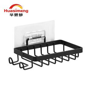 Hua Simeng Stainless Steel Soap Rack Double Layer Wall Mounted Bathroom Storage With Drain Rectangular Design - Product Image 3