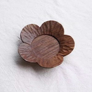 Handmade Wooden <b>Tea</b> <b>Tray</b> Floral Shape Solid Black Walnut Wood Round Serving <b>Tray</b> For Residential Use - Product Image 2