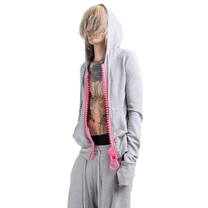Nuova <span class=keywords><strong>Felpa</strong></span> <span class=keywords><strong>con</strong></span> <span class=keywords><strong>Cappuccio</strong></span> Monocolore alla Moda, Personalizzata, Slim Fit, <span class=keywords><strong>con</strong></span> Blocchi di Colore, Casual, <span class=keywords><strong>con</strong></span> Cerniera Grande - Product Image 5