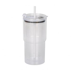 Gobelet en plastique multi-couleurs 20 oz à double paroi avec paille pour café infusé à froid et latte glacé - Product Image 1