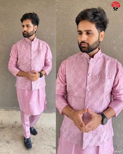 Pijama de diseñador para hombre Koti Kurta listo para usar en el mejor conjunto de 5 colores de tendencia listo para usar Kurta Koti - Product Image 2