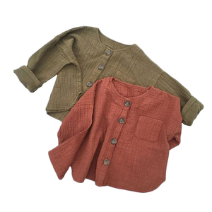 Camicetta autunnale primaverile a manica lunga per bambini con tasca 2024 <span class=keywords><strong>camicia</strong></span> retrò abbottonata per bambini - Product Image 1