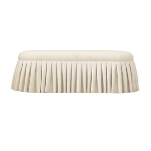 Banc ottoman vintage rectangulaire long et large en tissu plissé pour salon, tabouret à chaussures, pouf de salle de bain à vendre - Product Image 2