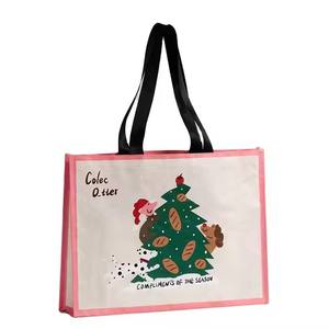 Bolso de compras de nylon reutilizable bolso de mano ecológico personalizado con logotipo laminado PP tejido color personalizado - Product Image 1