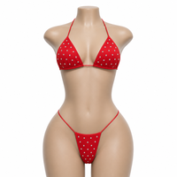 Ensemble de bikini en strass pour femme, haut triangle et string en V, 12 couleurs, orné de cristaux, pour la plage, la piscine, les festivals et la scène
