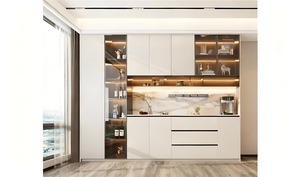 Ensemble de meubles de <span class=keywords><strong>salle</strong></span> <span class=keywords><strong>à</strong></span> <span class=keywords><strong>manger</strong></span> en bois massif écologique et élégant, armoire <span class=keywords><strong>à</strong></span> vin, personnalisable pour hôtel, rangement complet pour la maison - Product Image 3
