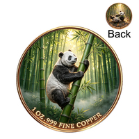 Pièce de monnaie personnalisée en cuivre pur .999 de 1 oz, pièce de monnaie de collection Panda Forêt de Bambou en cuivre rouge fin, pièce de monnaie de défi pour la vente en gros