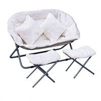 Fauteuil lune double rembourré rouge, pliable, avec structure en acier et rembourrage en mousse, pour l'extérieur