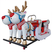 Traîneau de Noël en métal pour 2 personnes, à monnayeur, design anglais, type calèche, Père Noël
