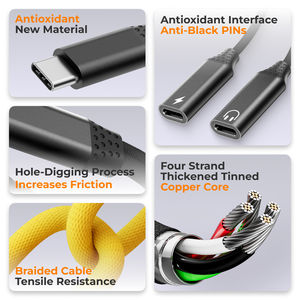 อะแดปเตอร์หูฟังและที่ชาร์จ USB C เป็น USB C, ตัวแยก USB C <span class=keywords><strong>2</strong></span> in 1 สายดาต้า รองรับ iPhone 16/15Pro Samsung - Product Image 4