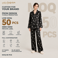 Ensemble deux pièces pour femmes, imprimé chat noir, vêtements de détente, aspect satiné, vêtements de nuit, col cranté, fabrication sur mesure, vente en gros