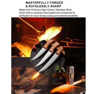 Factory Custom Cheap Wood Handle <b>Sharp</b> Serrated Blade Steak <b>Knife</b> Stainless Steel <b>Kitchen</b> Cooking Paring Boning <b>Knives</b> Set - Product Image 2