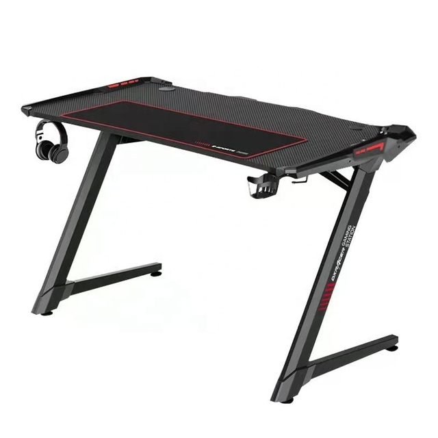 Large Z Shape E-sports Table with Earphone Rack Cup Holder Modern PC Gaming Desk