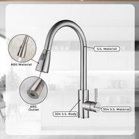 Robinet mélangeur de cuisine moderne en acier inoxydable noir de haute qualité, avec pommeau rotatif pour eau chaude et froide, en céramique, vente en gros