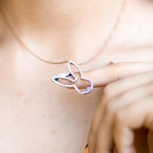 จี้สร้อยคอรูปกระต่ายดีไซน์ทันสมัย ทำจากสแตนเลสประดับเพชร CZ สำหรับผู้หญิง มาพร้อมสายโซ่ประดับเพทายและมุก รูปทรงสัตว์น่ารัก - Product Image 2