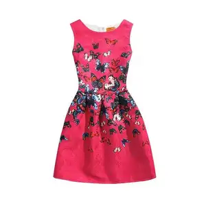 Hot sales Summer Girl Flower Print Dress for Teenagers Aline Kid Flower Dress Party Kids children dresses Vestido 6-10Y