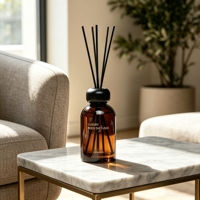 Bouteille diffuseur de parfum 200 ml / 500 ml, fond épais, colorée, vide, avec bouchon et bâtonnets en fibre