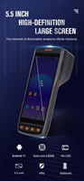Escáner de Códigos de Barras 1D 2D Portátil con Pantalla Táctil de 5.5 Pulgadas, Android 11, Lector NFC RFID, PDA con Impresora Térmica Integrada, en Stock