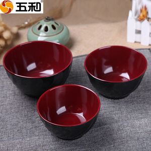 Five And Harmony Red Lacquer Bowl 5 Inch Solid Color Hotel Food Grade Melamine Tableware For Restaurants - Product Image 3