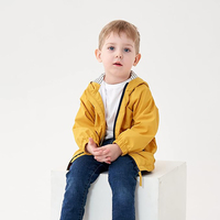 Unisex Kapuzenjacke Einfarbiger Lässiger Wasserdichter PU-Windbreaker mit Reißverschluss Atmungsaktive Frühlings-Kinderbekleidung